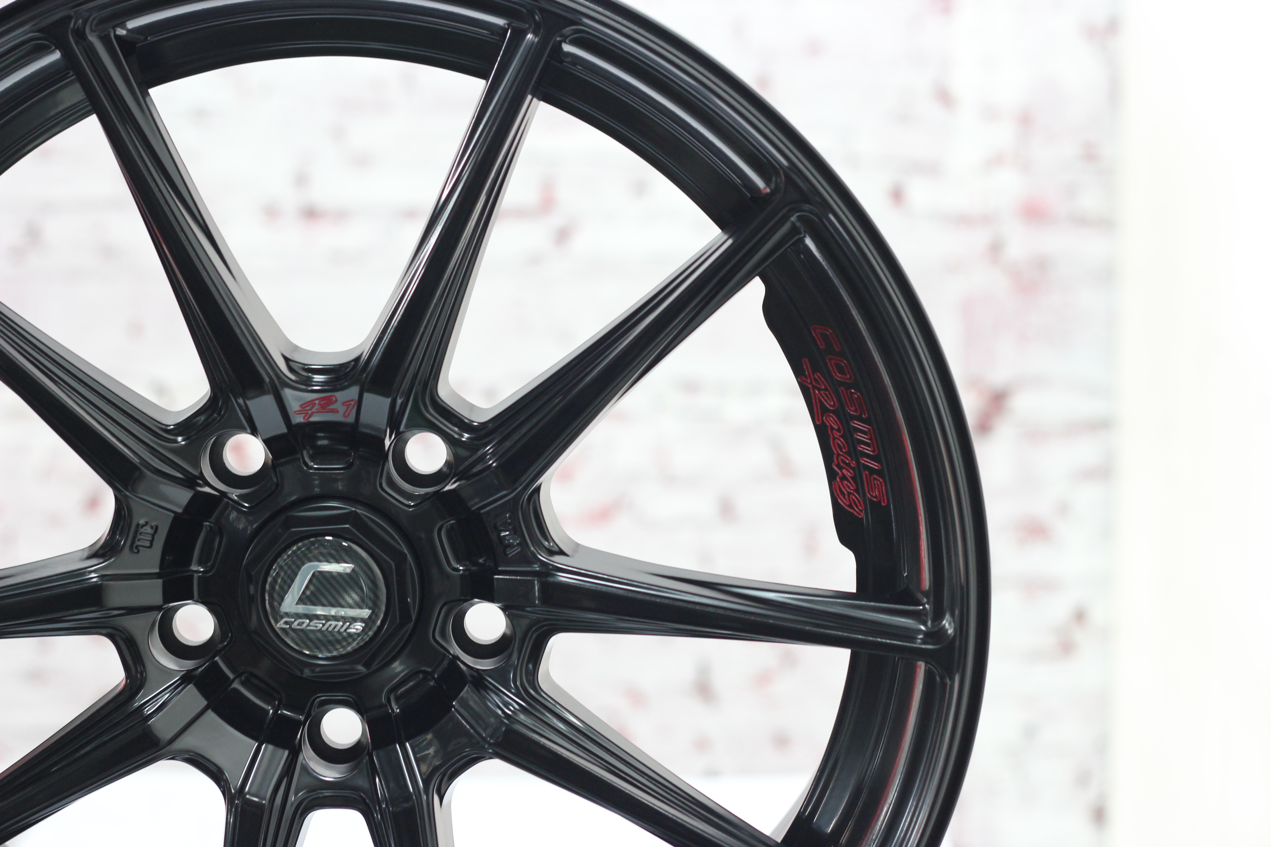 ล้อแม็กขอบ17 COSMIS R1 สีดำด้านทั้งวง cncตัวหนังสือสีแดง(Custom) สำหรับรถเก๋ง/กระบะ (ราคา4วง)