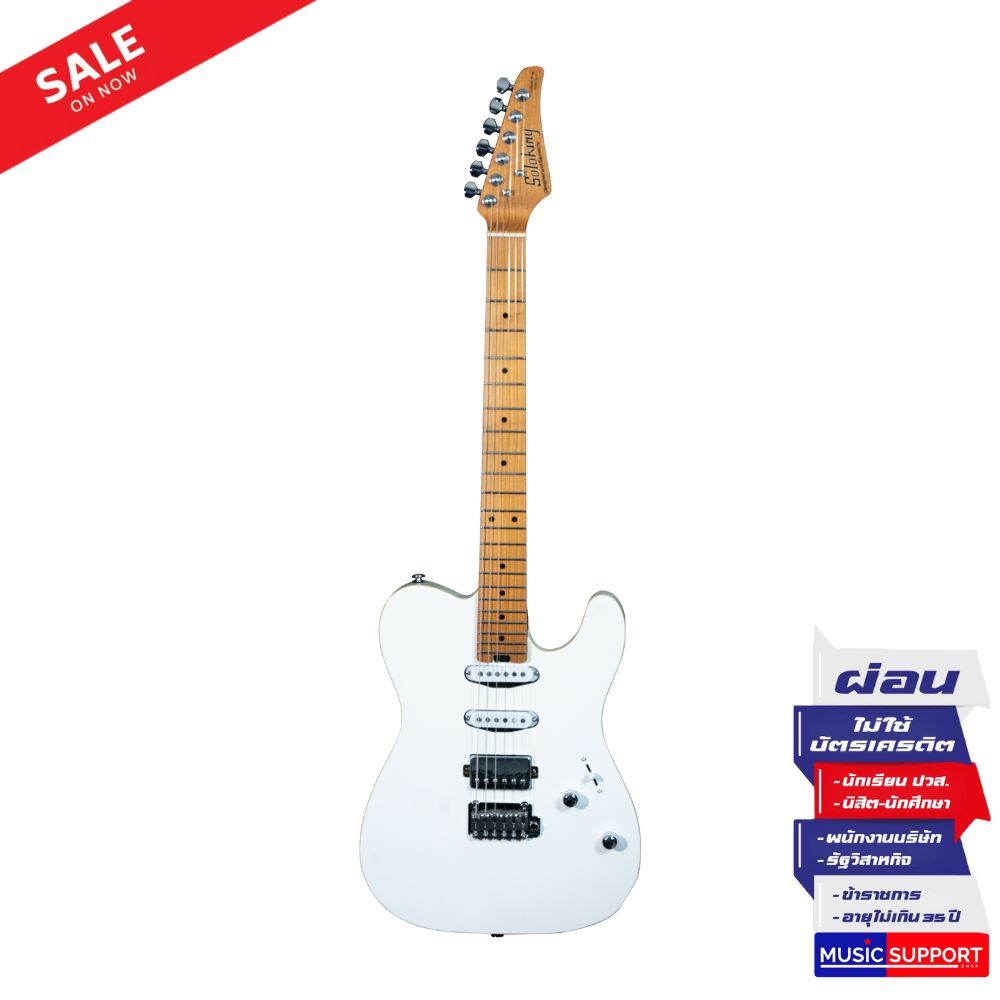 Soloking MT-1 Custom Roasted Maple FB Flat Top Binding HSS White