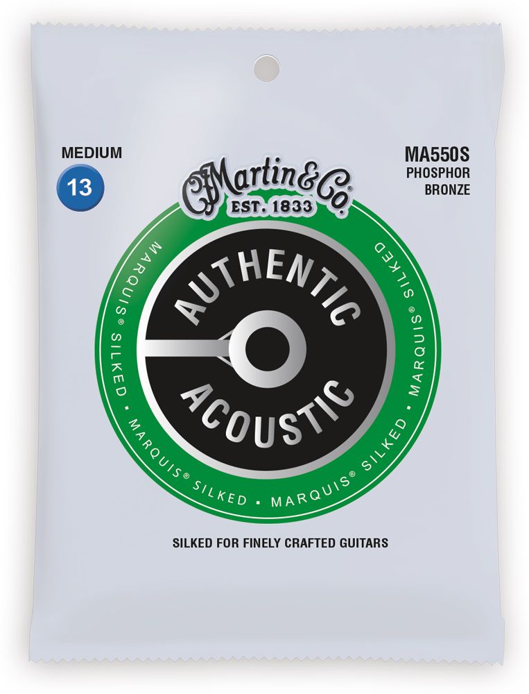 สายกีตาร์โปร่ง Martin 13-56 Medium MA550S Marquis Silked Phosphor Bronze Authentic Acoustic Guitar Strings