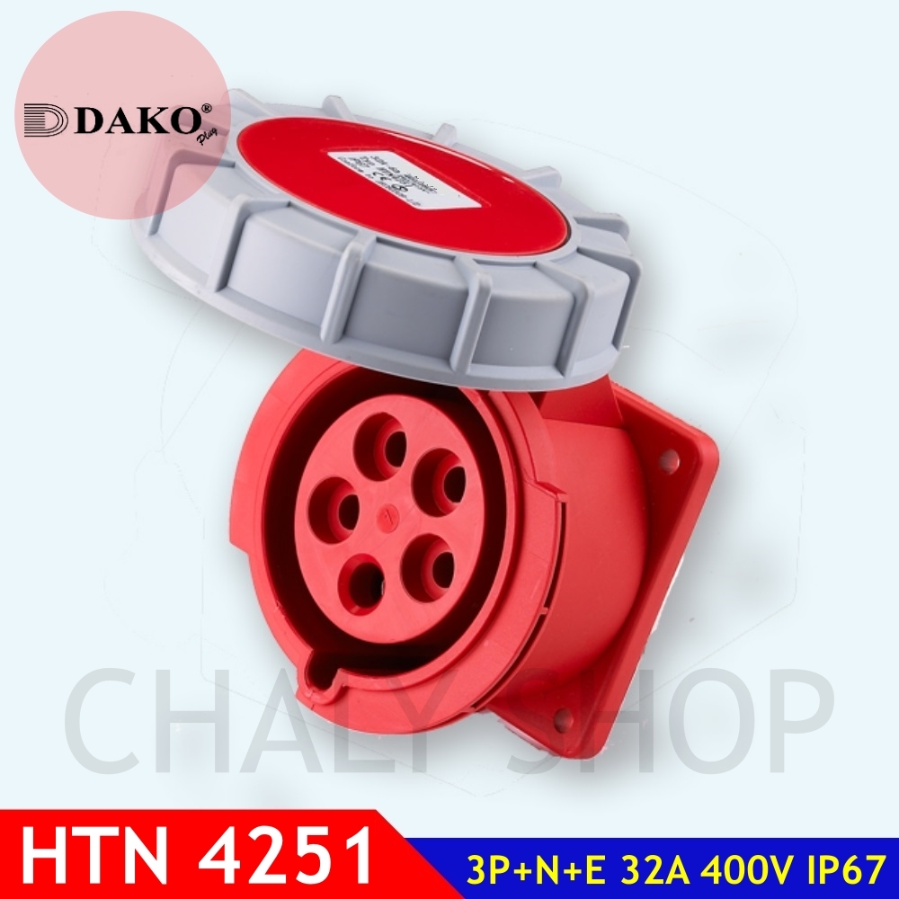 "DAKO PLUG" HTN4251 ปลั๊กตัวเมียฝังตรงกันน้ำ 3P+N+E 32A 400V IP67