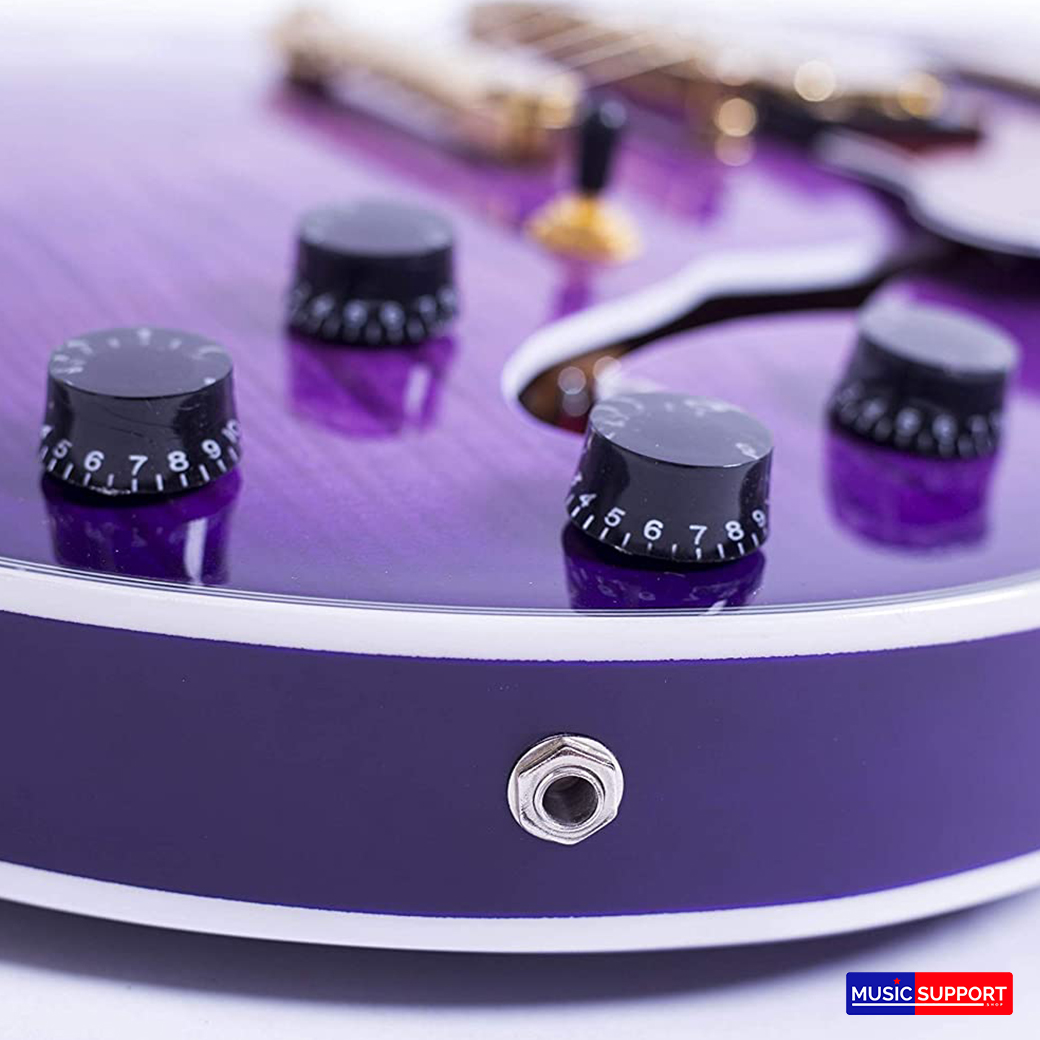 กีตาร์ไฟฟ้า GROTE Semi-Hollow Purple Flame Maple Top Gold Hardware