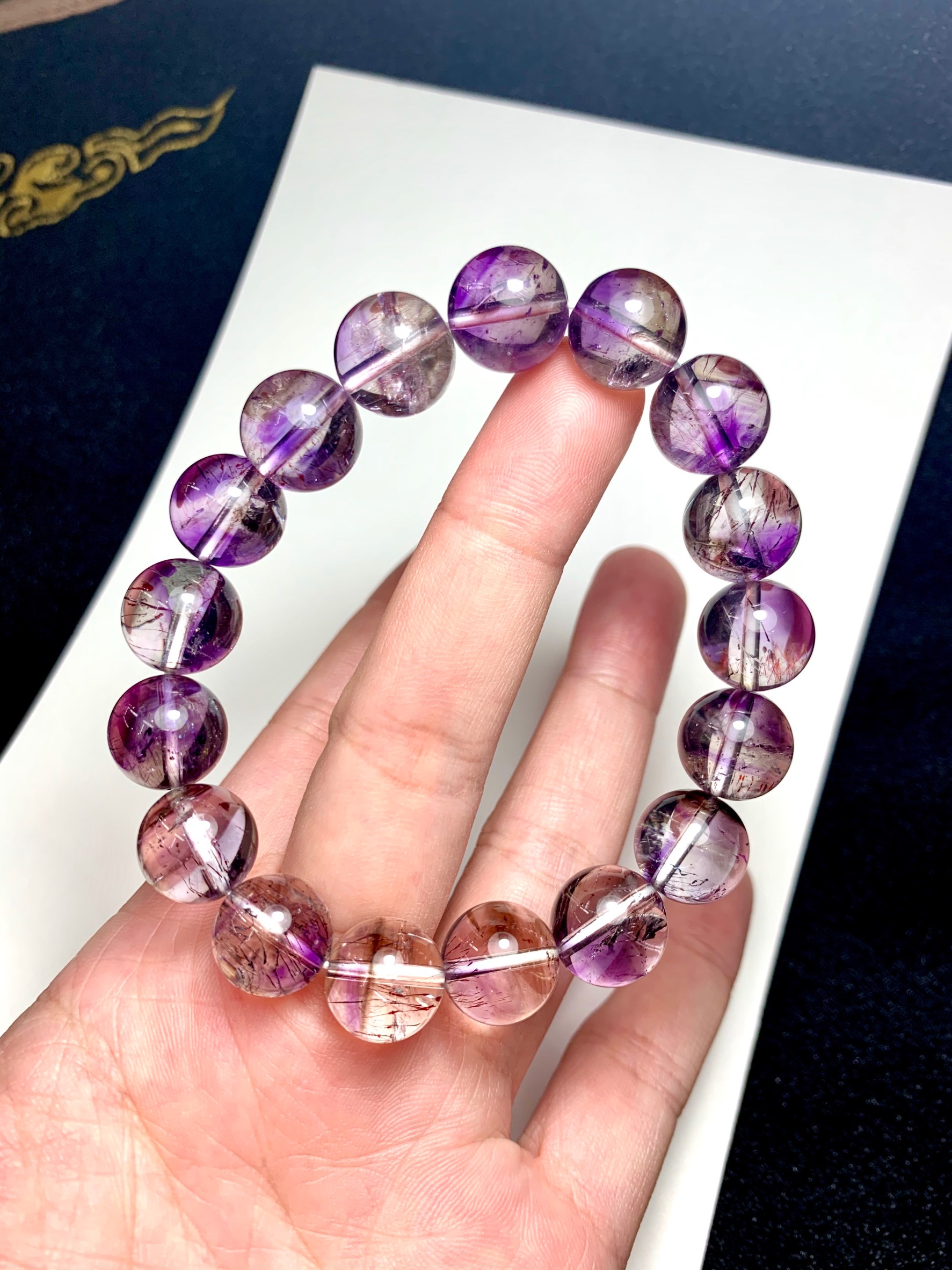 Purple Rutilated Quartz หินไหมม่วง AAA+