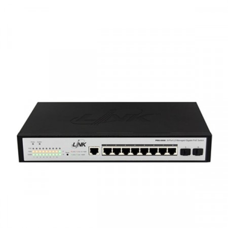 Link PSG-5008 Manged Switch L2 PoE 8-Port Gigabit Ethernet (80W), 8 GE (PoE) + 2 SFP (GE)