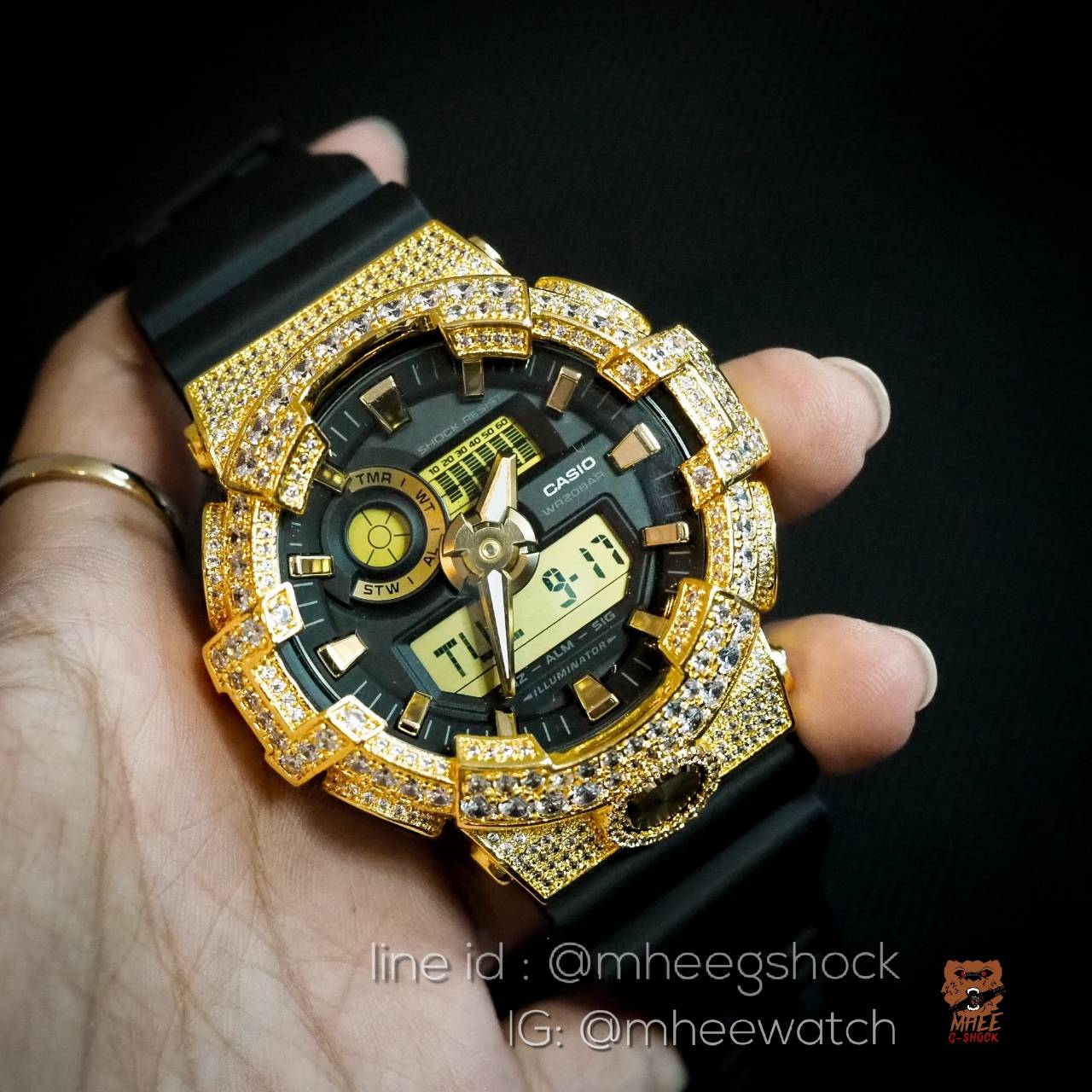 G-Shock กรอบเพชร Gold BlingBling ดำทอง G-Shock Custom รุ่นฮิต GA-710
