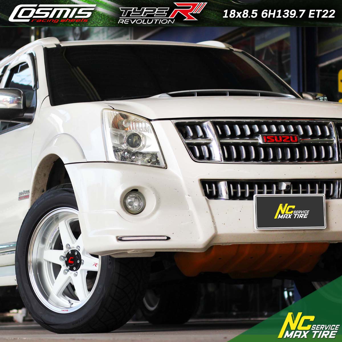 NCรีวิว.EP690 ISUZU MU-7 Cosmis Type-R Revolution 18x8.5 6H139.7 ET22 ล้อแม็กสีขาวขอบเงา TypeR Siries NCล้อแม็ก ล้อแม็กสวยๆ