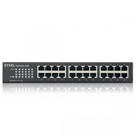 Zyxel GS1100-24E 24 Ports 10/100/1000BASE-T Unmanaged Desktop Switch + Free 19" Rack-Mount