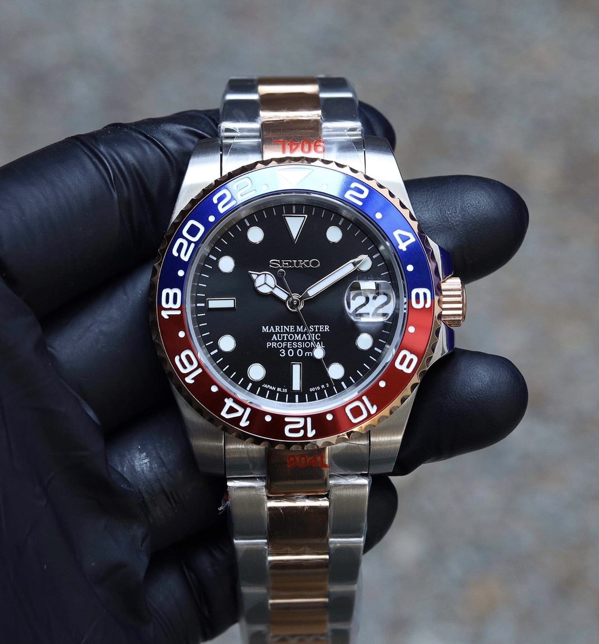 Seiko Modify Pepsi Two Tone กระจกsapphire