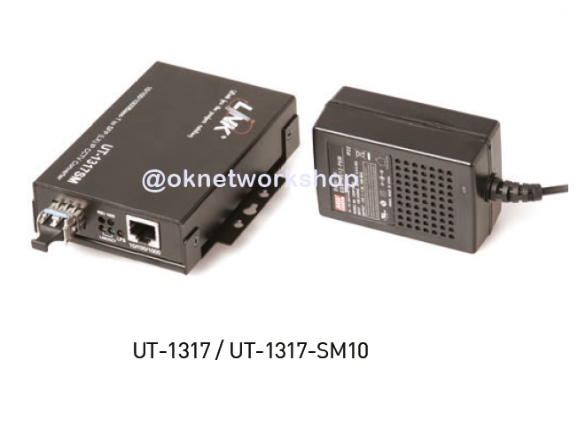 UT-1317-SM10 Link RJ45-LC(SM.) 10/100/1000 Mbps Media Converter HARDENED w/Adapter 10 Km.