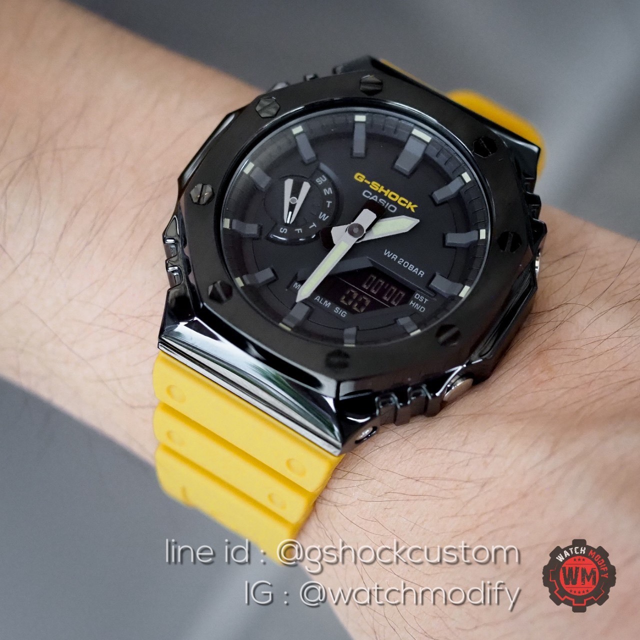 Casioak Ga-2100 AP Yellow Metal Face Black Editon