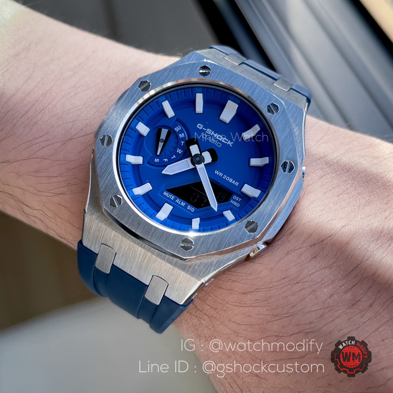 G-Shock รุ่น GA-2100HC-2A custom AP Silver Blue Rubber GEN3 ใหม่ล่าสุด ของแท้ ประกัน 1 ปี