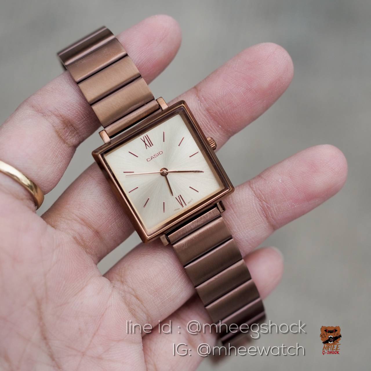 นาฬิกาข้อมือ Casio Lady Luxury หน้าเหลี่ยม ของแท้ ประกันศูนย์CMG 1 ปี (สีดำทอง/สีRosegold)