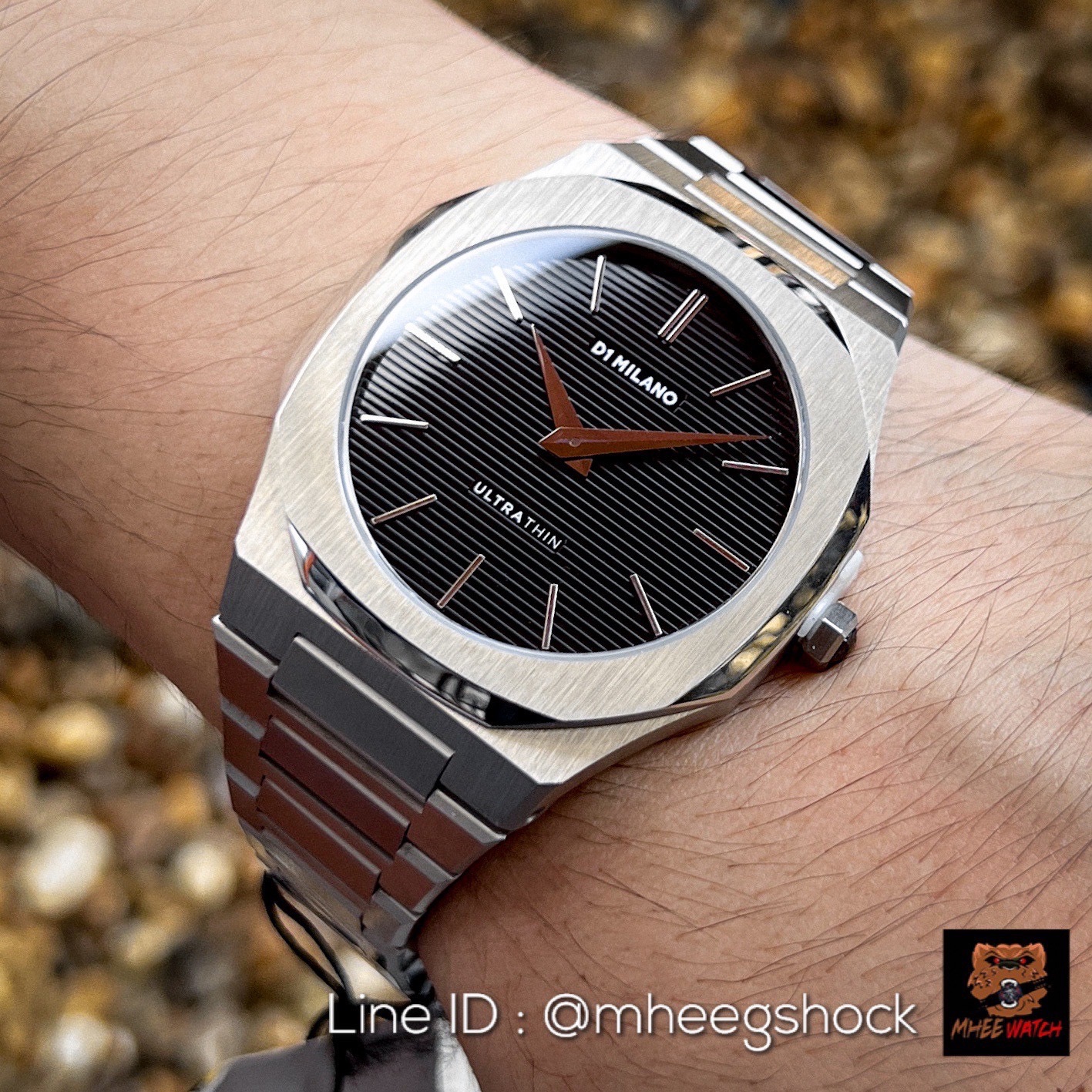 D1 Milano Silver Stainless Black Dial Ultra Thin Special Edition Bracelet Men Watch 40 mm D1-UTBJ14