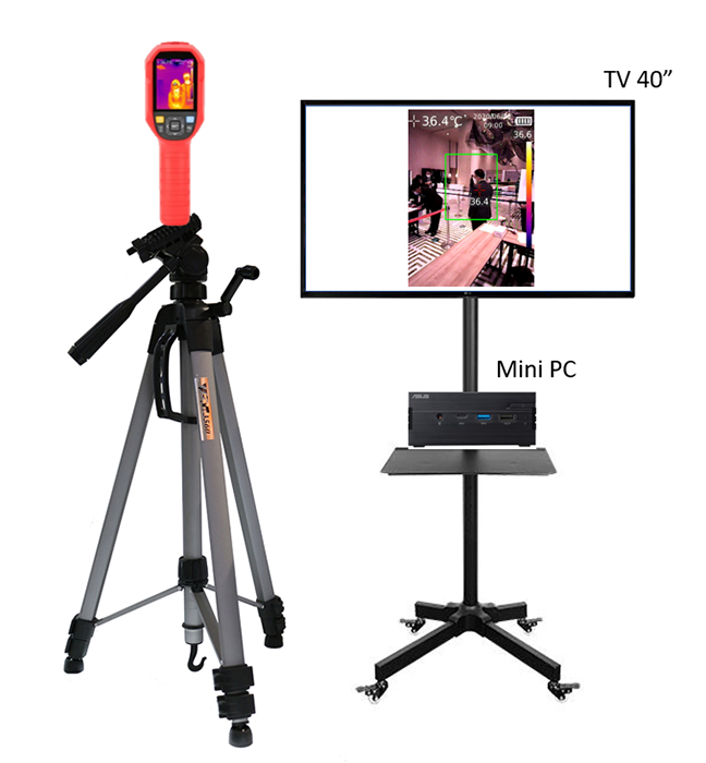 WAC 260K Thermal Imager เครื่องวัดอุณหภูมิร่างกาย ระยะไกล แบบเดินผ่าน ขนาดพกพา เหมาะสำหรับงานคัดกรอง COVID-19, SARS ฯลฯ รับประกันศูนย์ไทย 1 ปี (ในชุดประกอบด้วย กล้องวัดไข้ 250K + ขาตั้งกล้อง + Mini Pc 1 เครื่อง + ทีวี 40 นิ้ว + ขาตั้งทีวี) สินค้าพร้อมใช้!