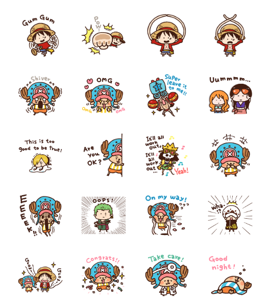 ขายสติกเกอร์ไลน์ วันพีซแนวน่ารัก จาก Kanahei