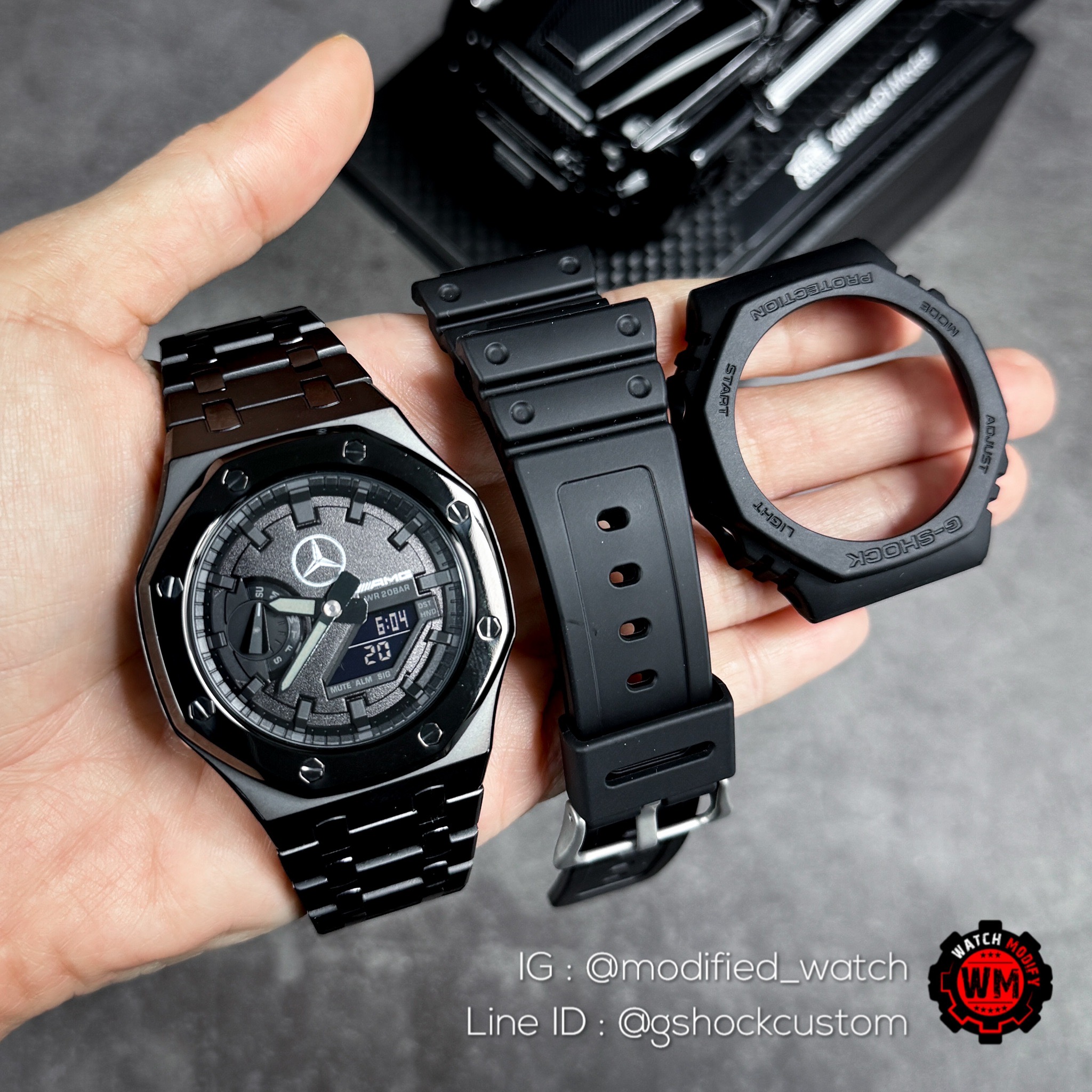 G-Shock Custom Mercedes Benz Black Sandblasting Full Metal