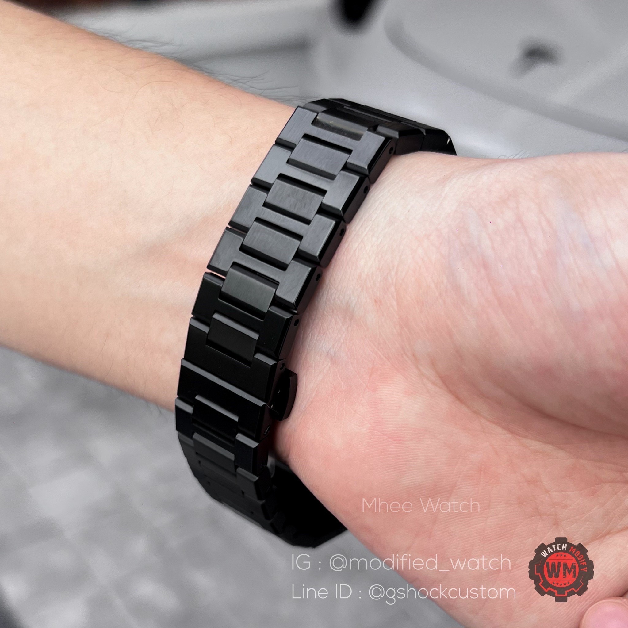 G-SHOCK Customized Tesla Red Logo PVD Black Stainless