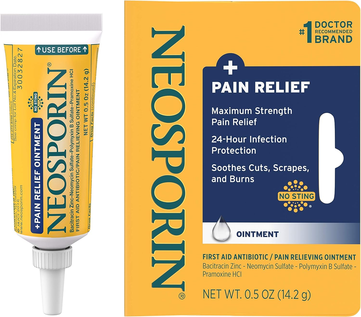 Neosporin Pain Relief Maximum-Strength Ointment ครีมขี้ผึ้งสูตรเข้มข้น บรรเทาอาการเจ็บบาดแผลเล็กๆ น้อยๆ รอยถลอก และแผลไหม้