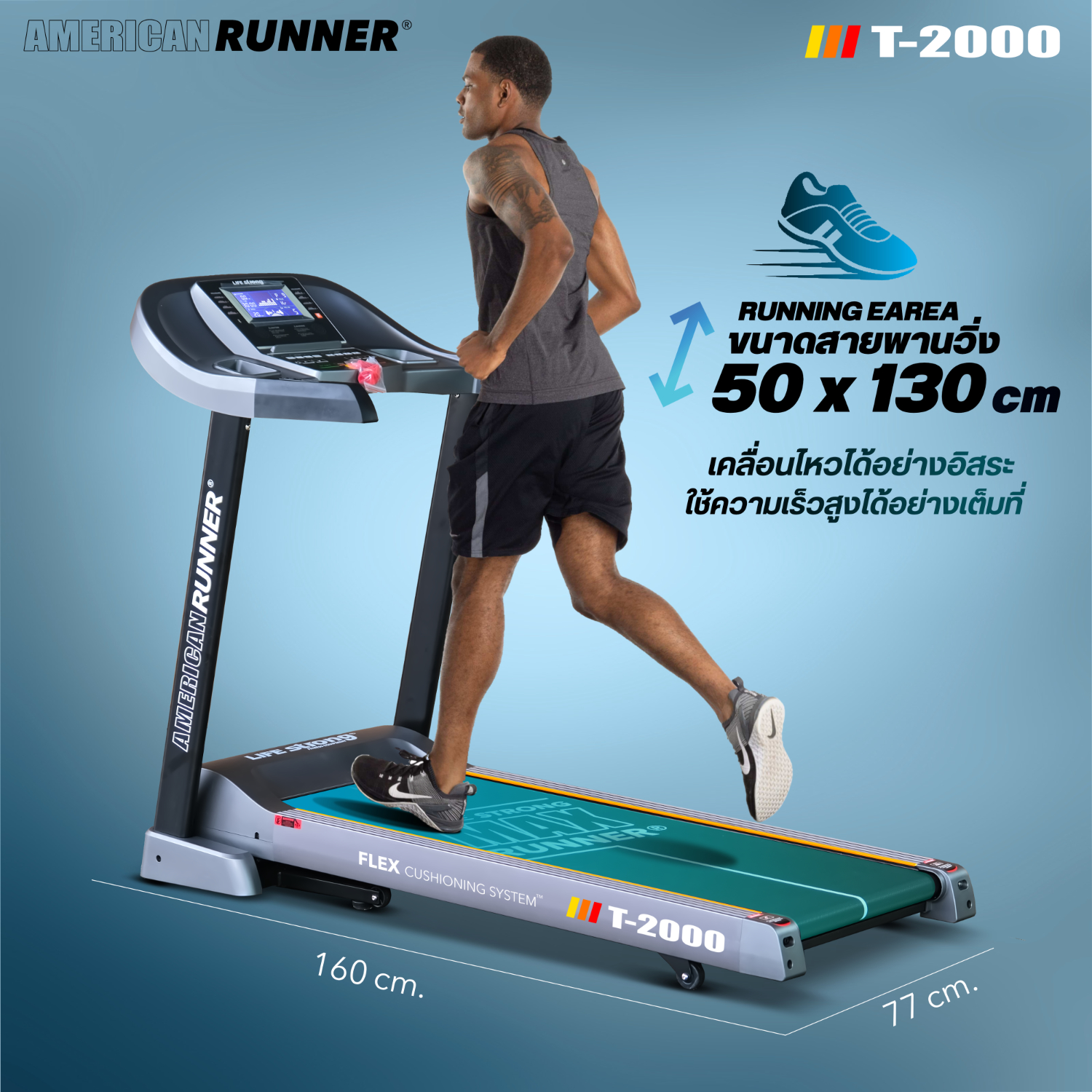 ลู่วิ่งไฟฟ้า LifeStrong รุ่น T2000 MAX American Runner