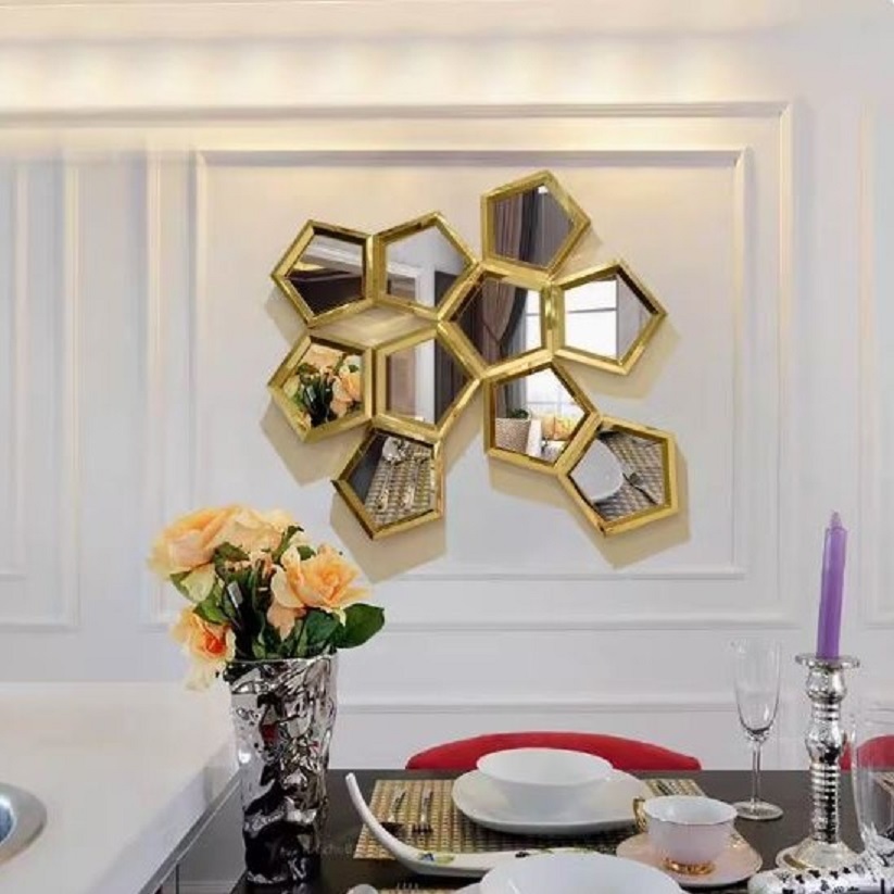 CT218G019 SOSHOKU กระจกรังผึ้ง กระจก Mirror ตกแต่งผนัง ตกแต่งบ้าน ร้านอาหาร Wall decoration เสริมฮวงจุ้ย