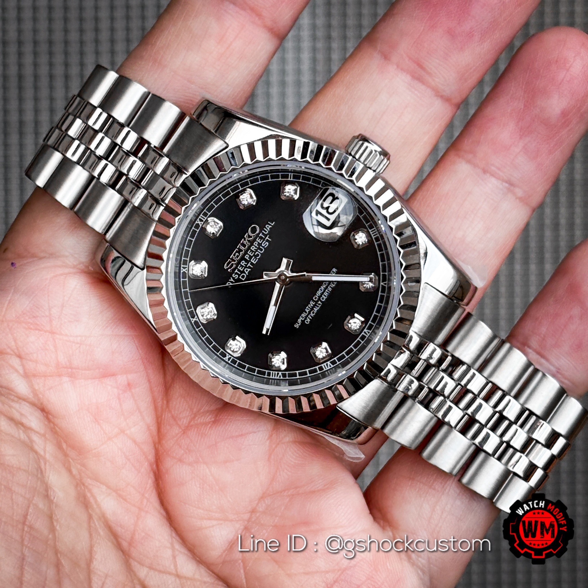 SeikoMod Datejust Design Black Diamond Jubilee Strap