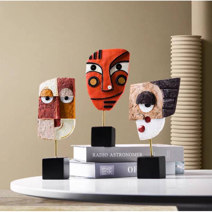 CT076B073 FAMITOSS หน้าคนอาท โมเดลแต่งบ้าน ของแต่งบ้าน นอดิกสไตล์