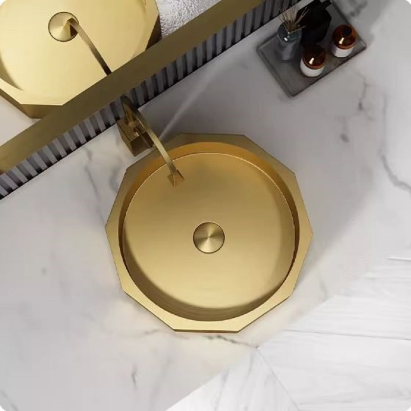 CT196D099 TSUKAERU Luxury wash basin อ่างล้างมือ อ่างสีทอง เคาน์เตออร์สีทอง