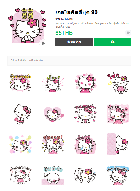 ขายสติกเกอร์ไลน์ เฮลโลคิตตียุค 90