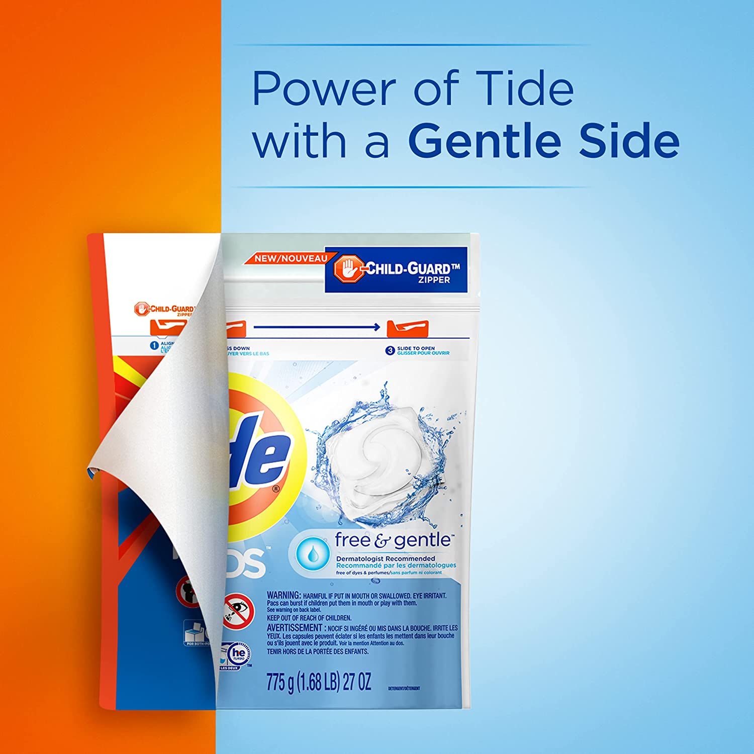 Tide PODS Free & Gentle Laundry Detergent Soap Pods เม็ดซักผ้าซักผ้าสูตรอ่อนโยน 81 เม็ด