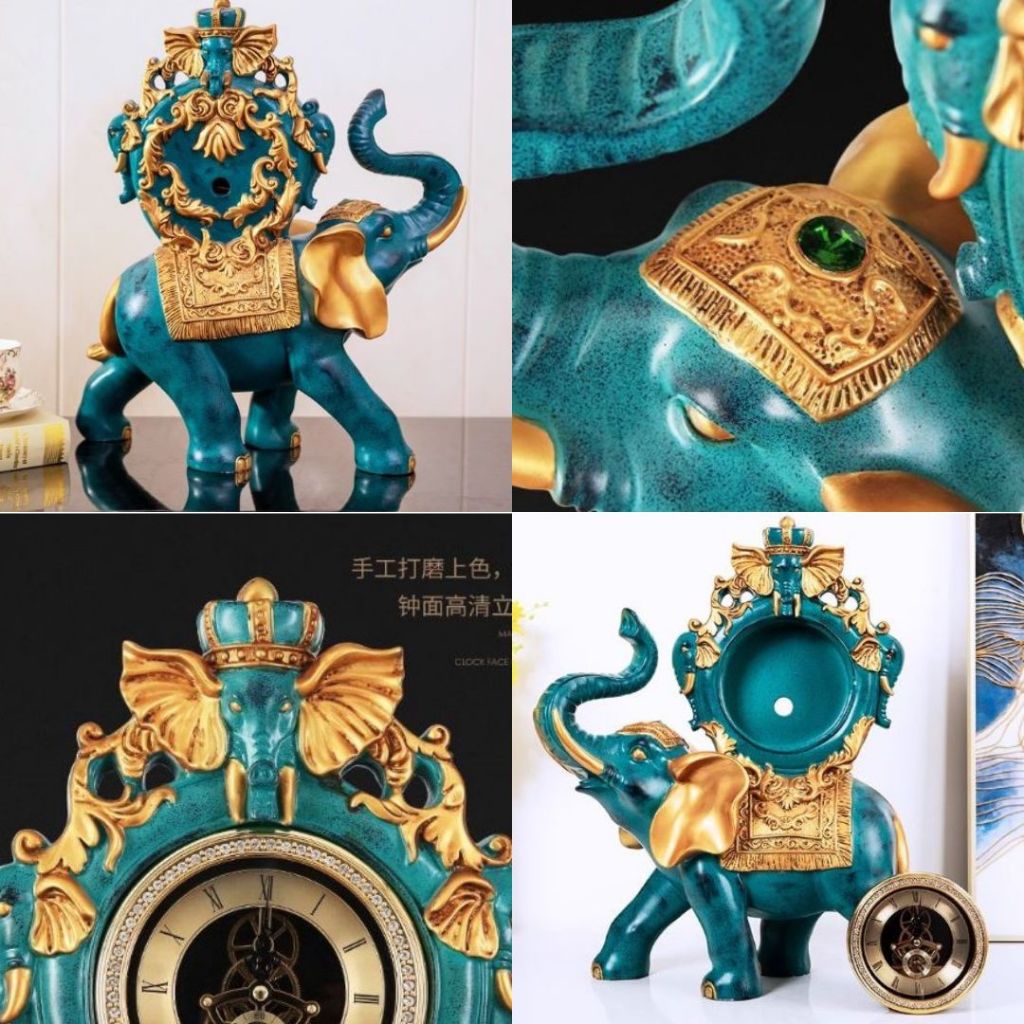 CT215C049 INTERY นาฬิกาช้าง นาฬิกาตั้งโต๊ะ ของขวัญขึ้นบ้านใหม่ แต่งโรงแรม ช้าง Clock