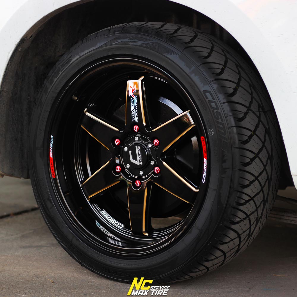 CHEVROLET COLORADO / ล้อแม็กขอบ18 / Cosmis / TYPE-R REVOLUTION / 18x8.5 6H139.7 ET25 / ล้อแม็กสีดำเงาทั้งวงCNCข้างก้านทอง / T1RS / 255/45ZR18 / NCล้อแม็ก / ล้อแม็กสวยๆ