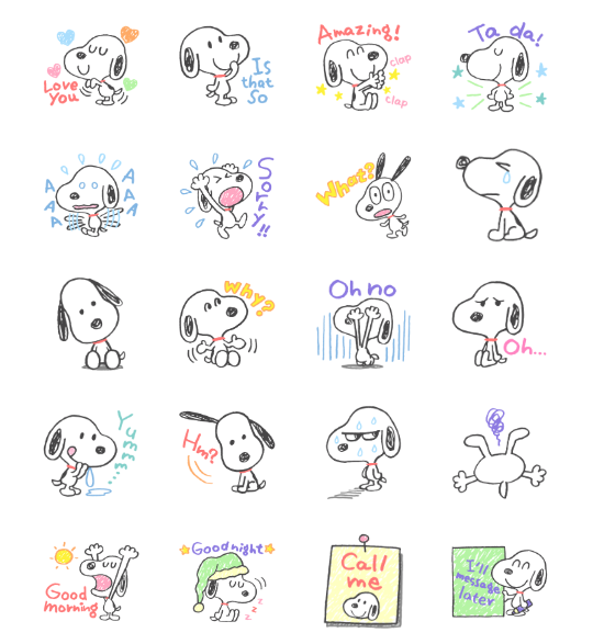 ขายสติกเกอร์ไลน์ Snoopy คำพูดสบายๆ ในลายเส้นวาดเล่น