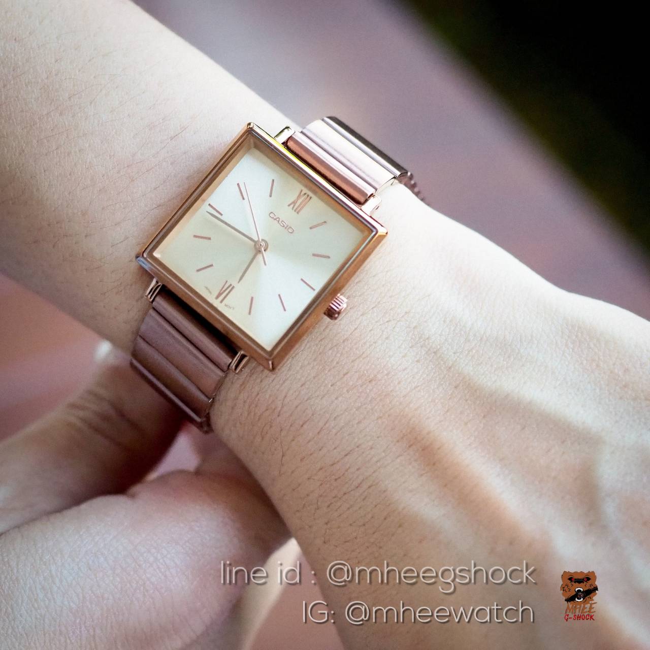 นาฬิกาข้อมือ Casio Lady Luxury หน้าเหลี่ยม ของแท้ ประกันศูนย์CMG 1 ปี (สีดำทอง/สีRosegold)