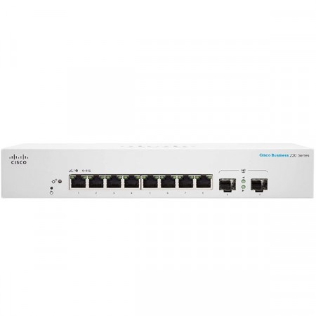 Cisco CBS220-8T-E-2G-EU CBS220 Smart 8-port 10/100/1000 GE, Ext PS, 2x1G SFP, Rack mount Include , Adepter DC