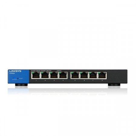 Linksys LGS308 Switch 8-Port Gigabit Smart Management, Spanning Tree / Link Aggregation / VLAN Support, Metal Enclosure