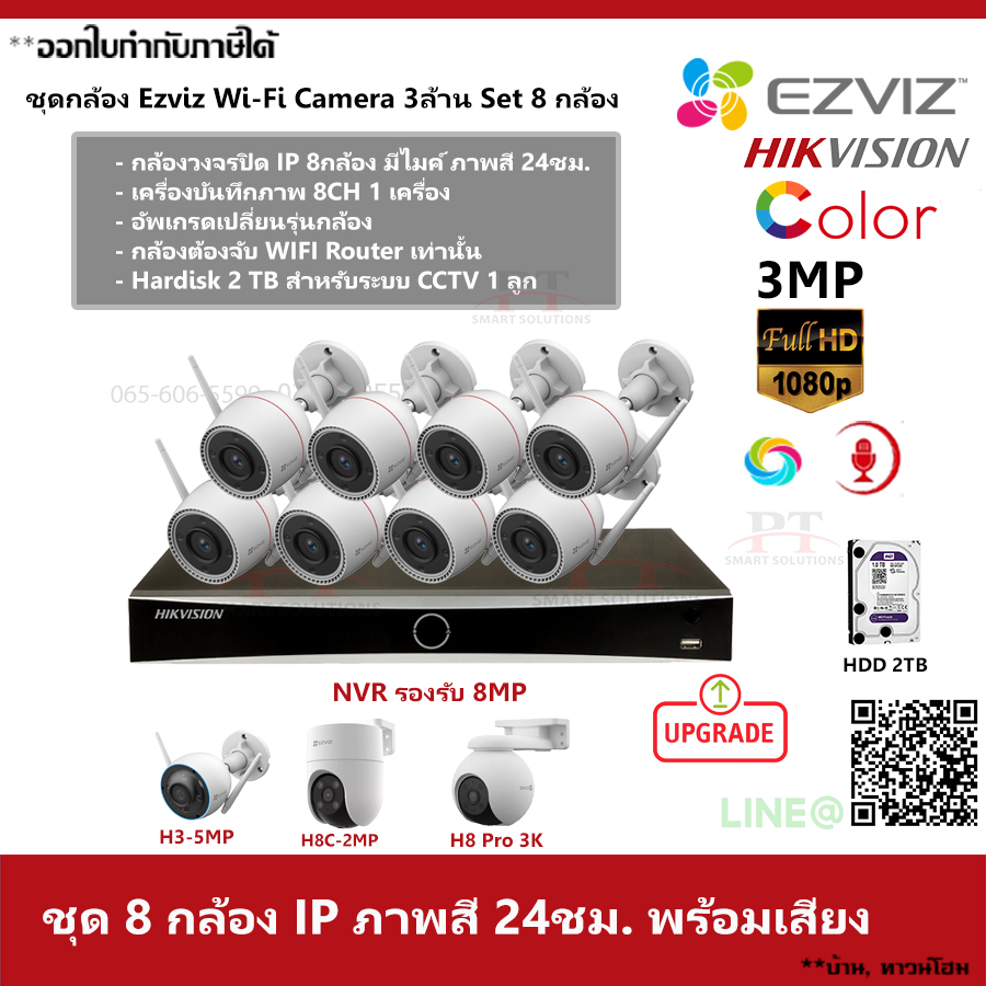 Ezviz Wi-Fi Camera 3ล้าน Set 8CH