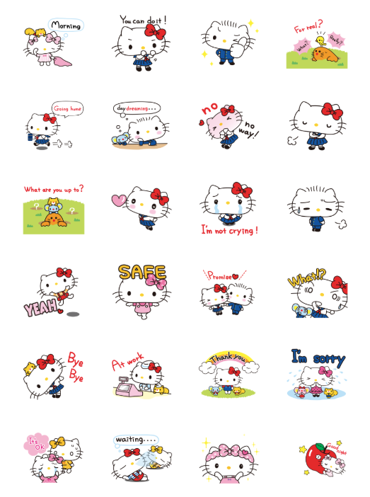 ขายสติกเกอร์ไลน์ เฮลโล คิตตี แบบแบ๊วๆ ดุ๊กดิ๊กได้