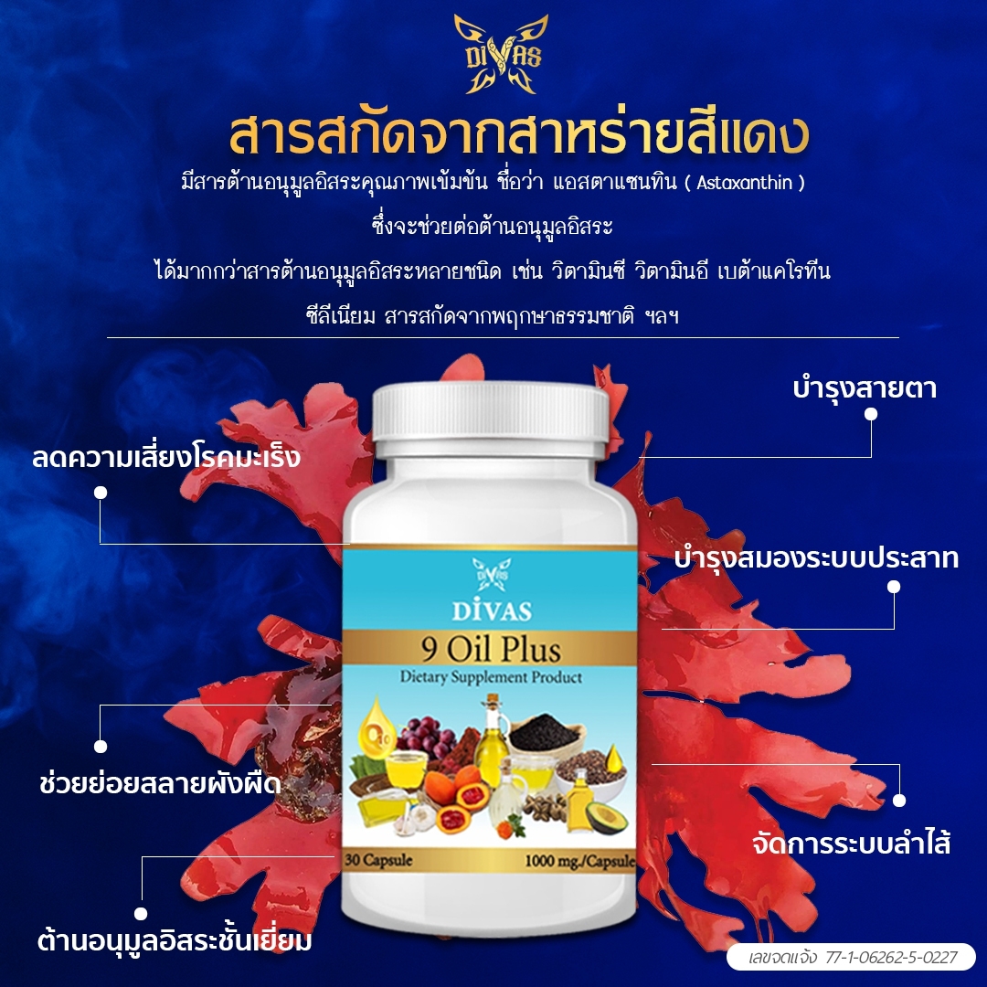 9 Oil Plus,Gac Oil,Astaxanthin,น้ำมันงาดำ,น้ำมันฟักข้าว,แอสต้าแซนธิน,น้ำมันงาม้อน,น้ำมันไรซ์เบอร์รี่,เซซามิน,Sesamin