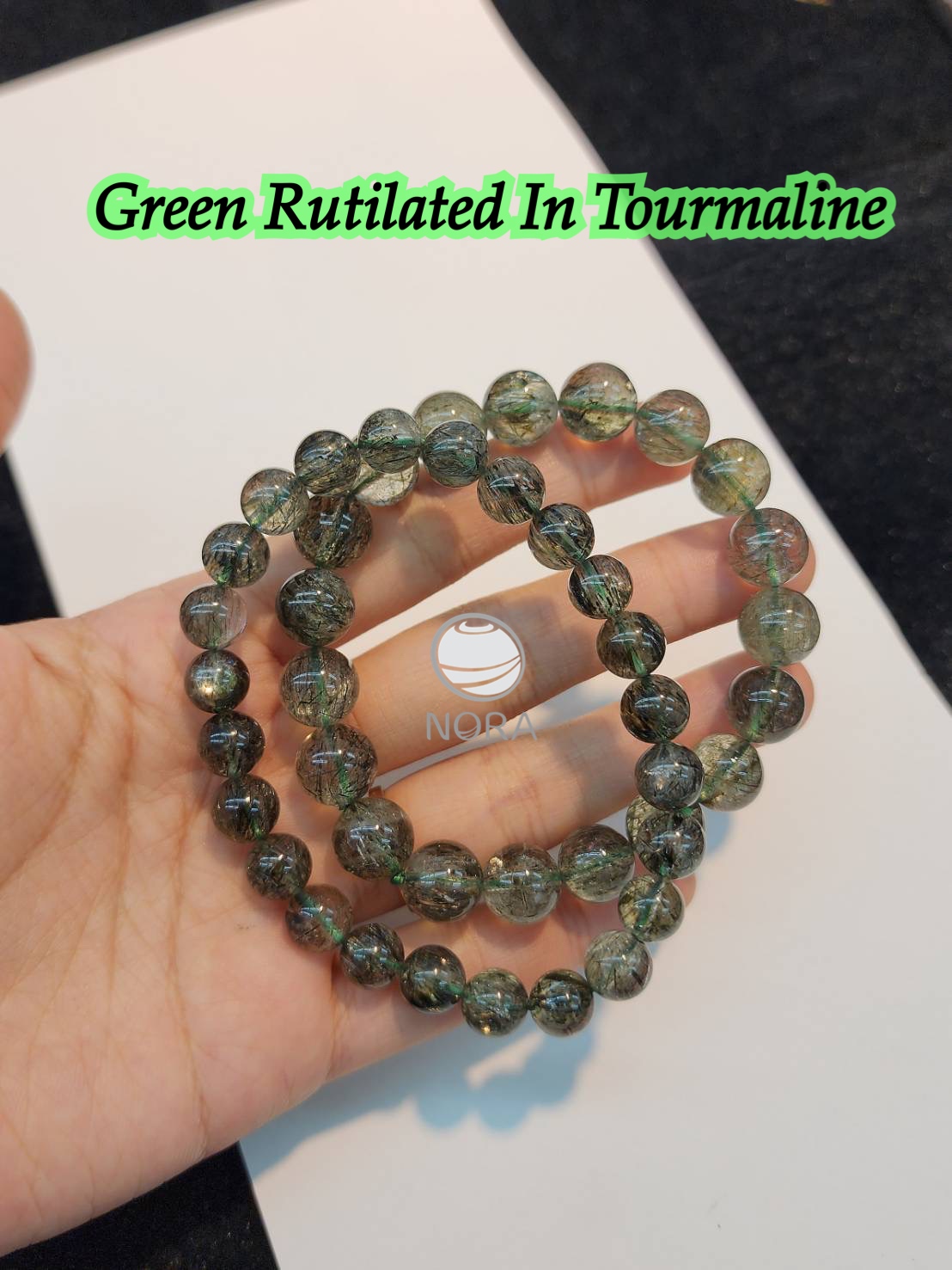 Green Rutilated In Tourmaline อัญมณีไหมเขียวทัวมาลีน พรีเมียมเกรด 8 MM