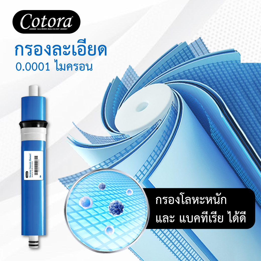 Cotora ไส้กรองเมมเบรน RO Membrane 50 / 75 / 100 / 150 GPD