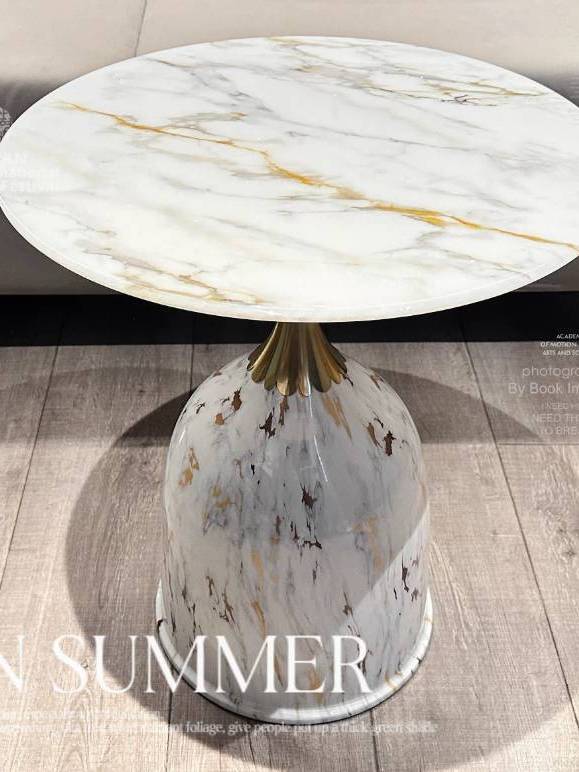 CT217D114 ZEITAKU โต๊ะกลมหินอ่อน โต๊ะกลมเล็ก มุมแขกสุดหรูน้ำหนักเบา Sofa side table Bedside table