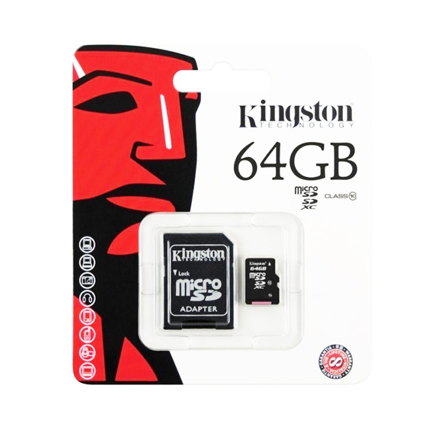 Kingston 64GB Class 10 Memory Card Micro SD SDHC คิงส์ตัน คลาส 10 เมมโมรี่การ์ด 64 GB (ของแท้)