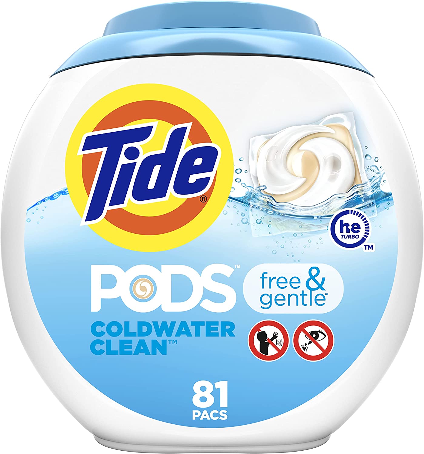 Tide PODS Free & Gentle Laundry Detergent Soap Pods เม็ดซักผ้าซักผ้าสูตรอ่อนโยน 81 เม็ด
