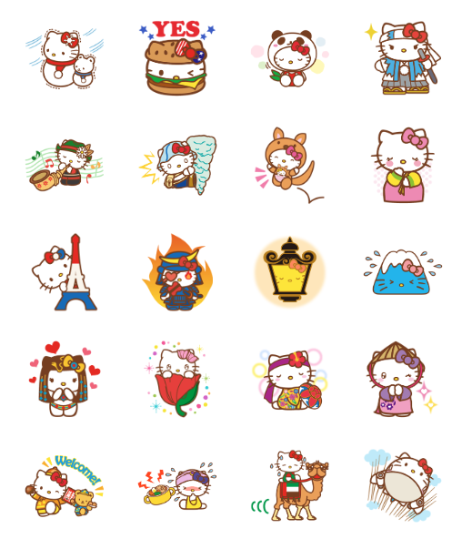 ขายสติกเกอร์ไลน์ เฮลโลคิตตีเที่ยวรอบโลก