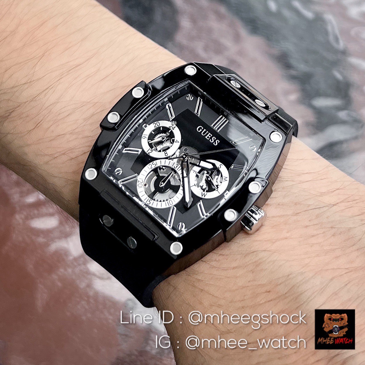 Guess Watch Chronograph ทรงริชาร์ด มิลล์ Black Case