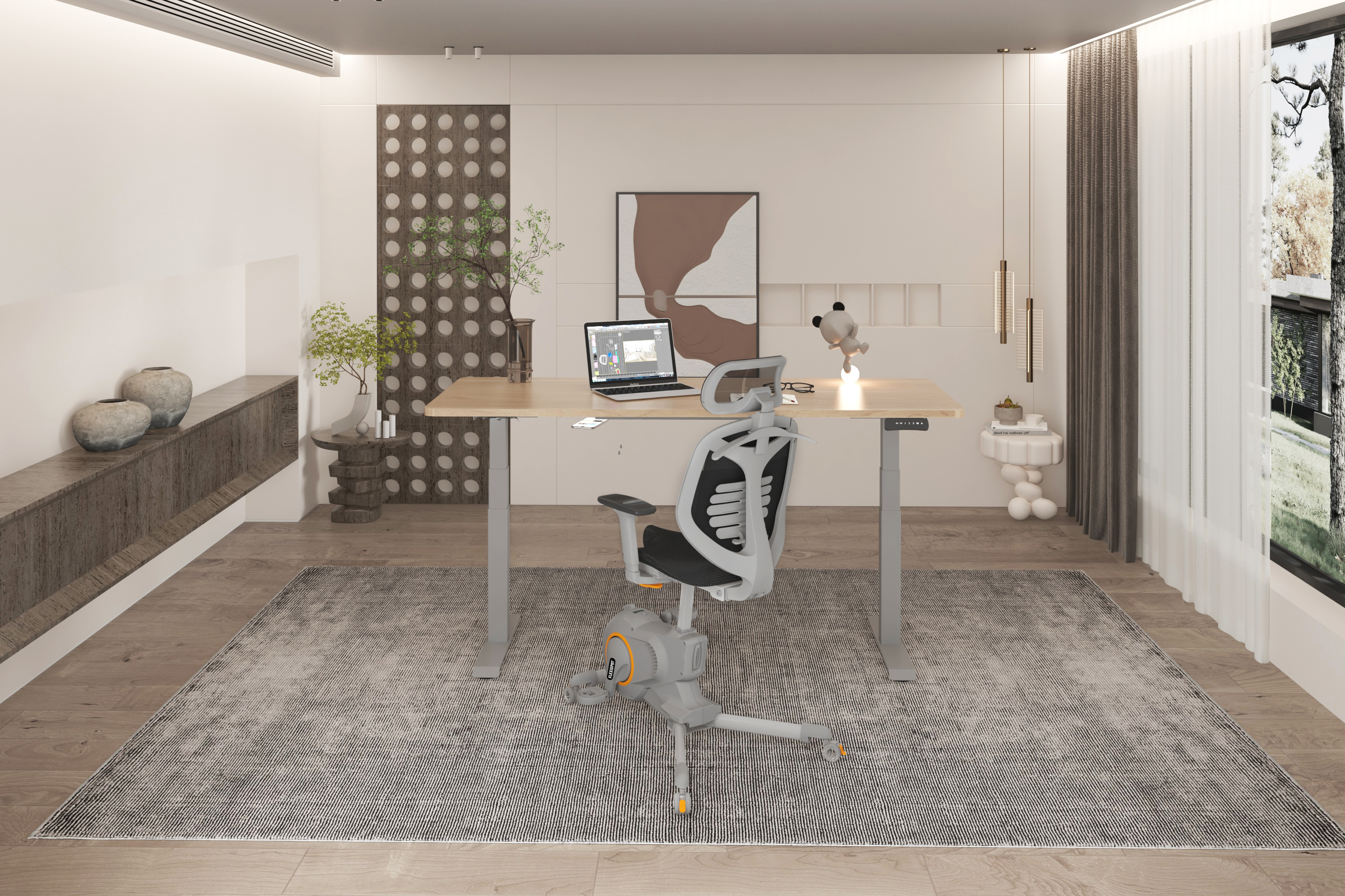 FlexiSpot by Essen จักรยานปั่นพร้อมเก้าอี้ทำงานเพื่อสุขภาพ รุ่น V10 - สีเทาดำ