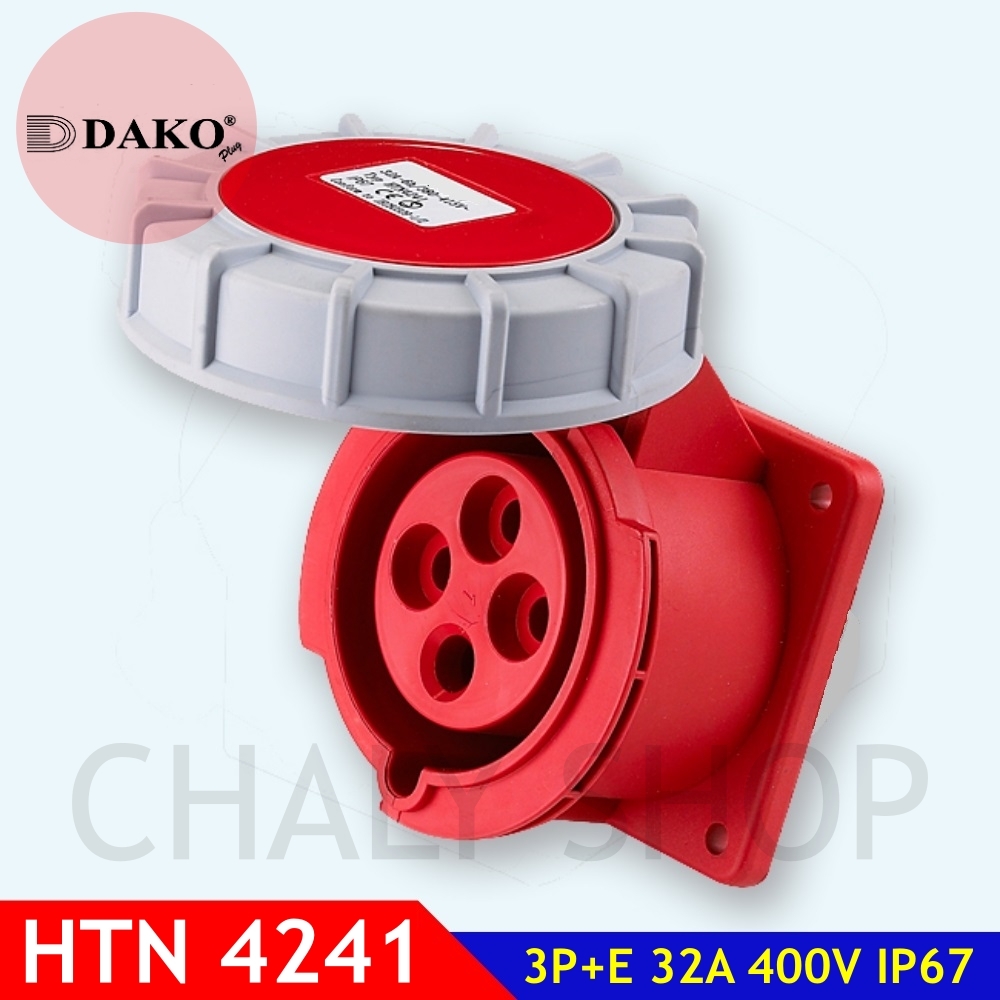 "DAKO PLUG" HTN4241 ปลั๊กตัวเมียฝังตรงกันน้ำ 3P+E 32A 400V IP67
