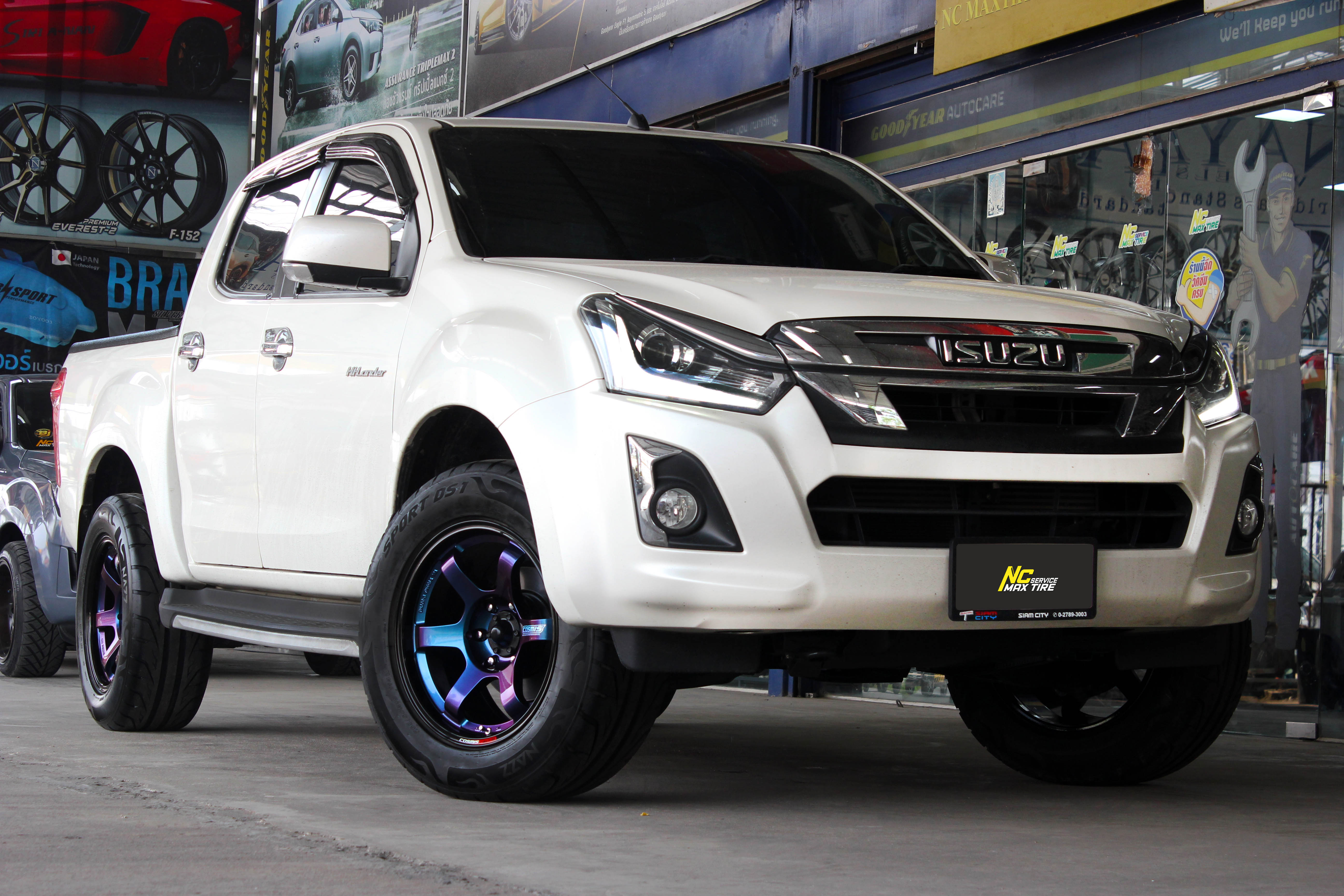 Isuzu D-max / ล้อแม็กขอบ18 / ล้อแม็กสวยๆ / ล้อแม็กรถกระบะตัวสูง / Cosmis / RG-06S / ล้อแม็กสีพิเศษ / Custom Color / Power Blue / 18x9.0 6H139.7 ET0 / ล้อแม็กสีน้ำเงินเฉดพาวเวอร์+ขอบดำเงา+เพลท / NC