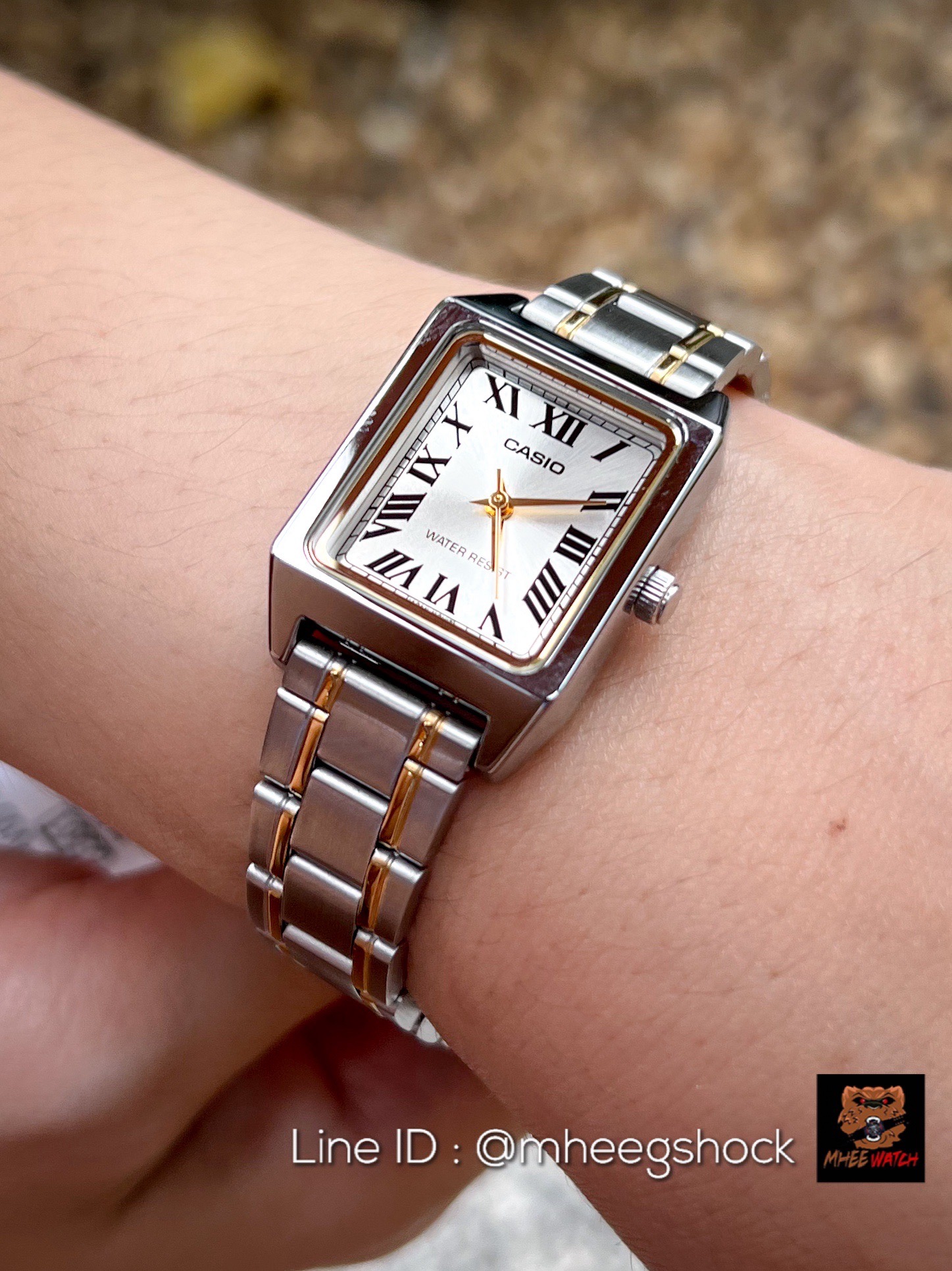 Casio Tank Design Silver Gold Stainless Strap