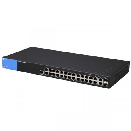 Linksys LGS528 Switch 24-Port Gigabit L3 Managed + 2 Port Gigabit Ethernet + 2 Port Gigabit SFP/RJ45 Combo, Metal Enclosure
