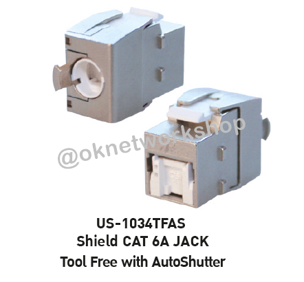 US-1034TFAS Shield CAT6A RJ45 Modular JACK , Tool Free with Auto Shutter 1 Pack = 12 Units